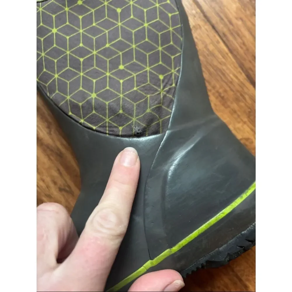 Bogs Gray Rain Boots with Lime Trim
